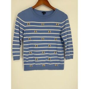 Talbots Womens Bee Striped Sweater Small Petite Preppy Coastal Nautical Spring